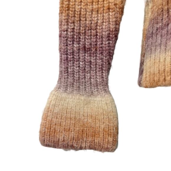 Greylin Anthropologie Orange Purple Flared Sleeve Striped Mock Neck Sweater sz M - Picture 7 of 9